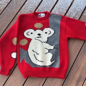 Unique Vintage Red Koala Sweater